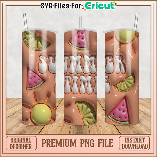 Summer Tumbler PNG File with Bright Colors and Fun Designs