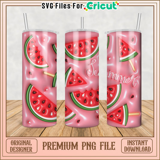 Summer Watermelon Tumbler PNG File for Cricut Crafting Designs