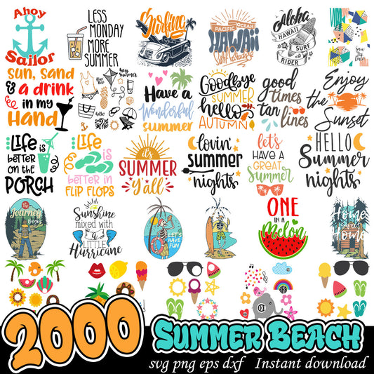 Summer beach bundle, Summer art and quotes svg bundle