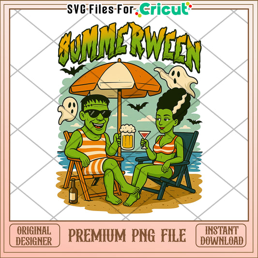 Summerween funny design png, happy halloween​ png, spooky quotes png