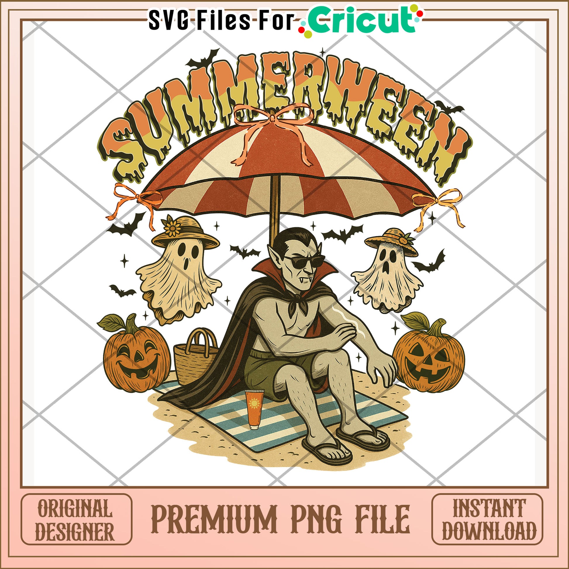 Summerween png, spooky summer png, halloween in july png