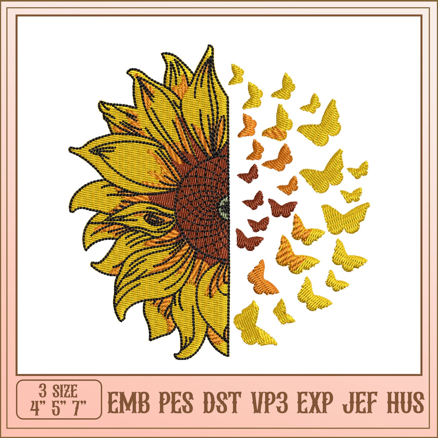 Sunflower Butterfly Embroidery Design