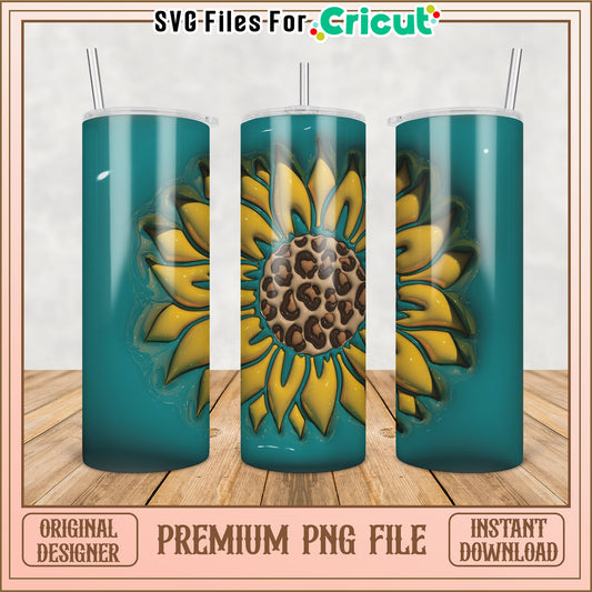 Sunflower Leopard Tumbler PNG