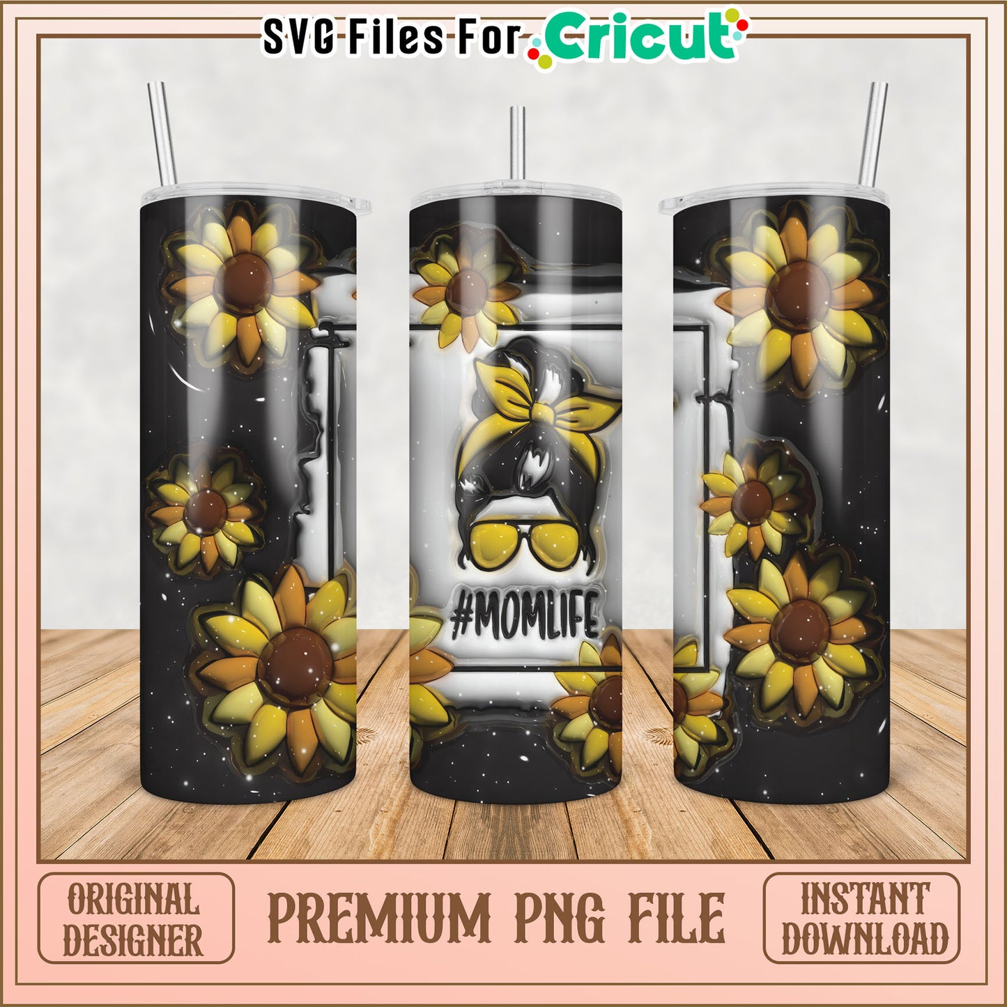 Sunflower Mom Tumbler PNG Design
