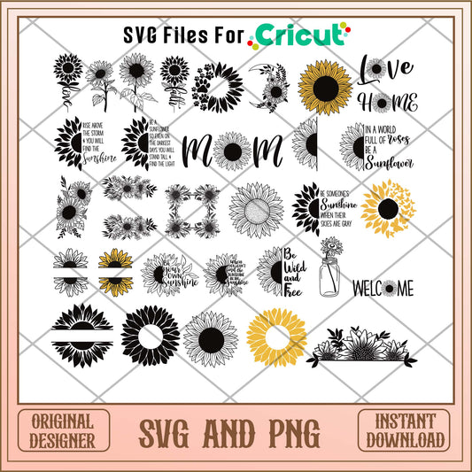 Sunflower svg bundle, Cute Sunflower svg bundle - Svgfileforcricut