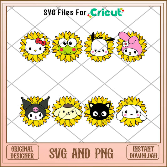 Sunflower Sanrio Characters svg Bundle 