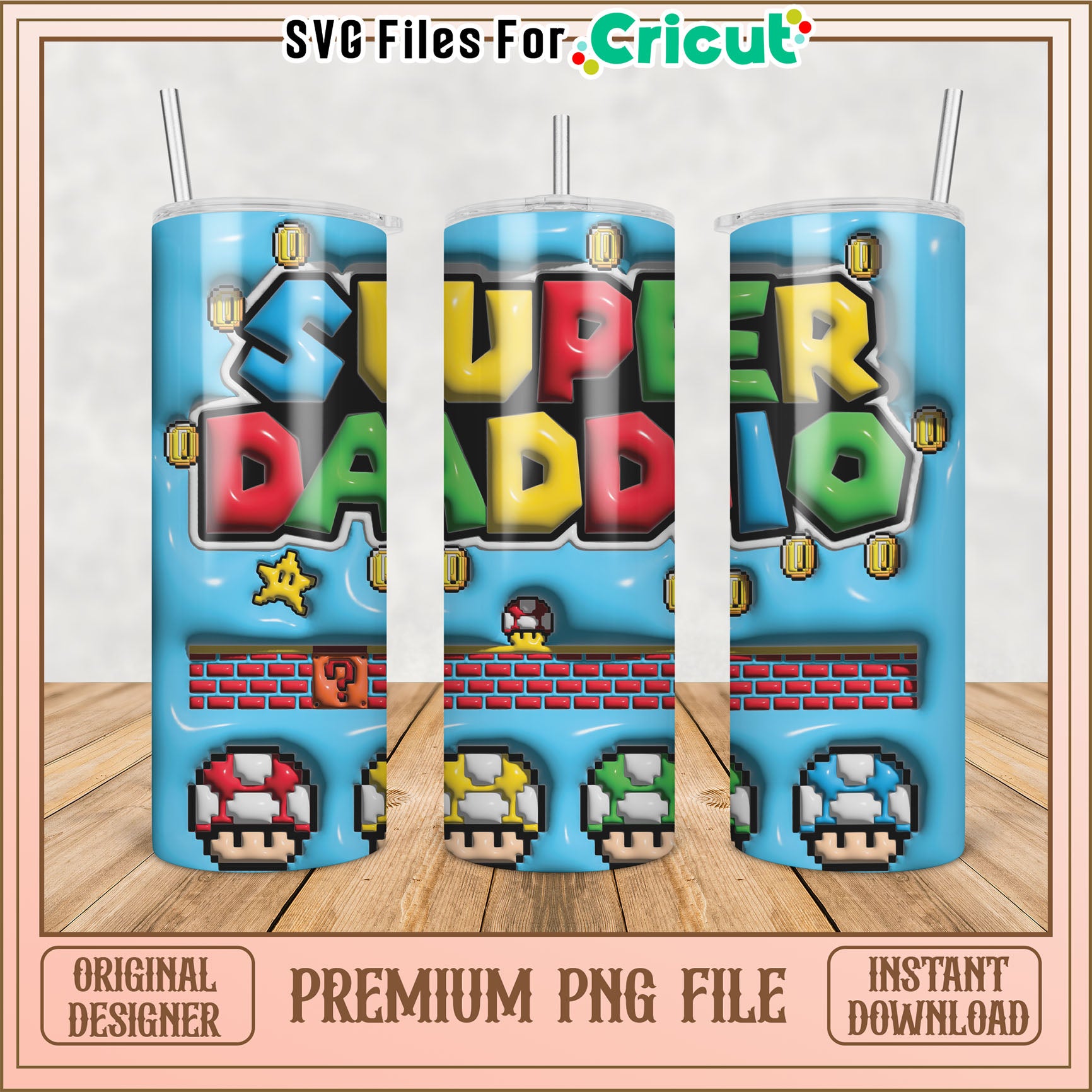 Super Dad Tumbler PNG Sublimation Design