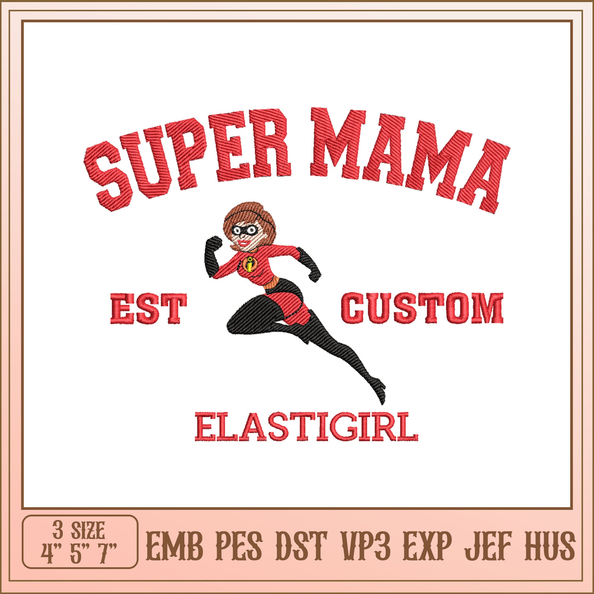 Super Mama Elastigirl Embroidery Design