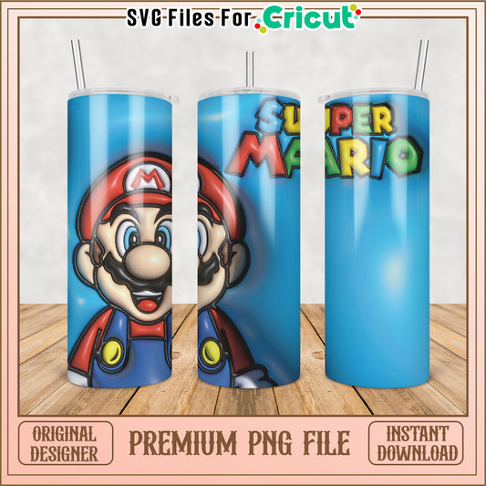 Super Mario PNG Sublimation Tumbler Design