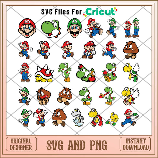 Super Mario video game SVG bundle 
