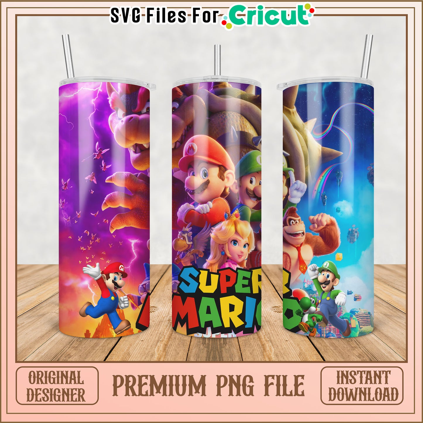 Super Mario Tumbler PNG Design Instant Download