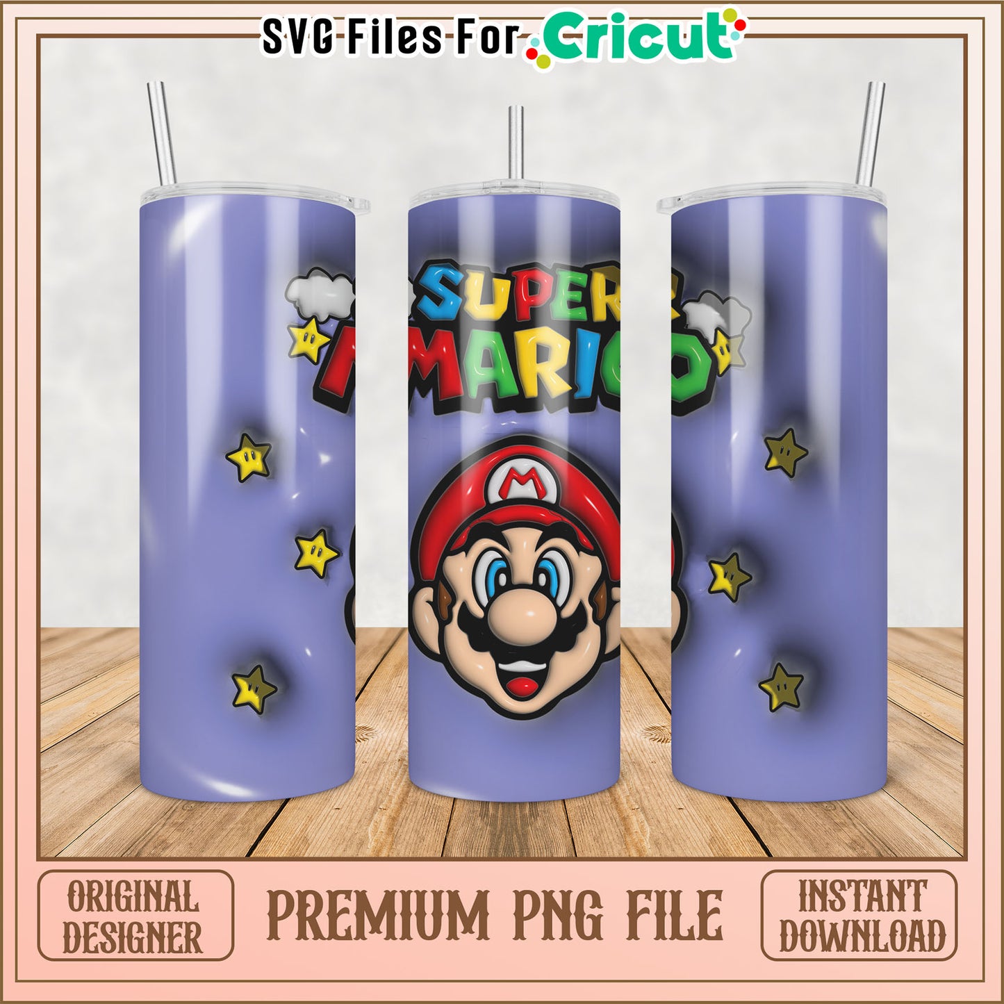 Super Mario Tumbler PNG Sublimation Design