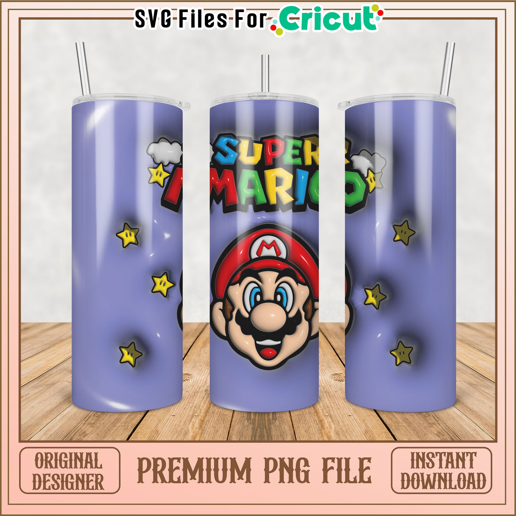 Super Mario Tumbler PNG Sublimation Design
