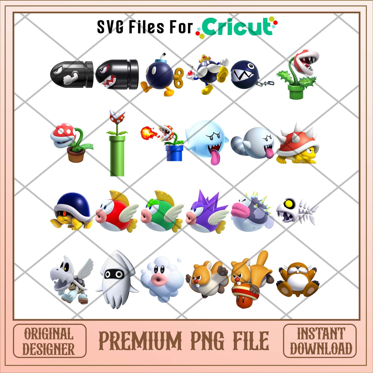 Super Mario cute characters png bundle