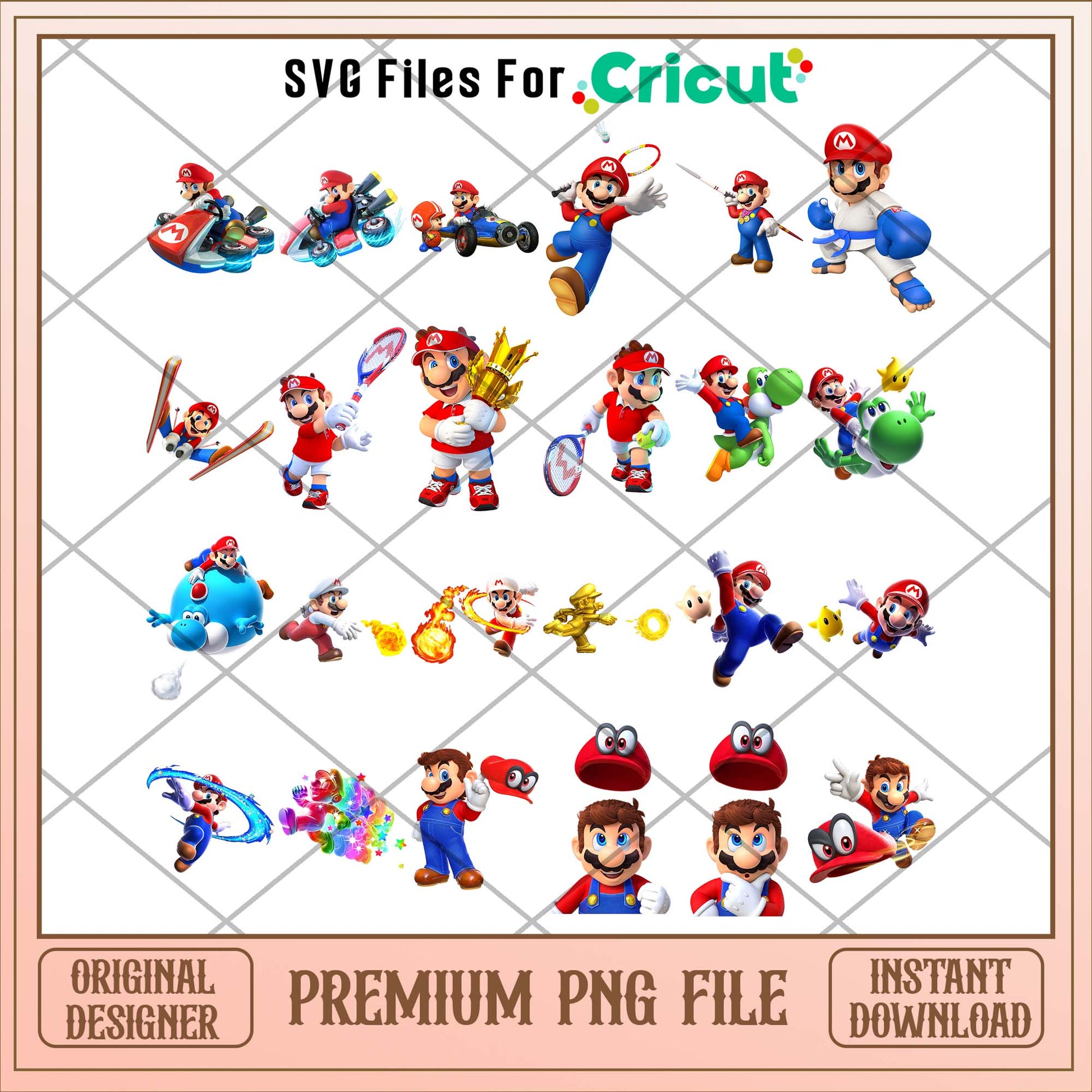 Super Mario cute brothers png bundle