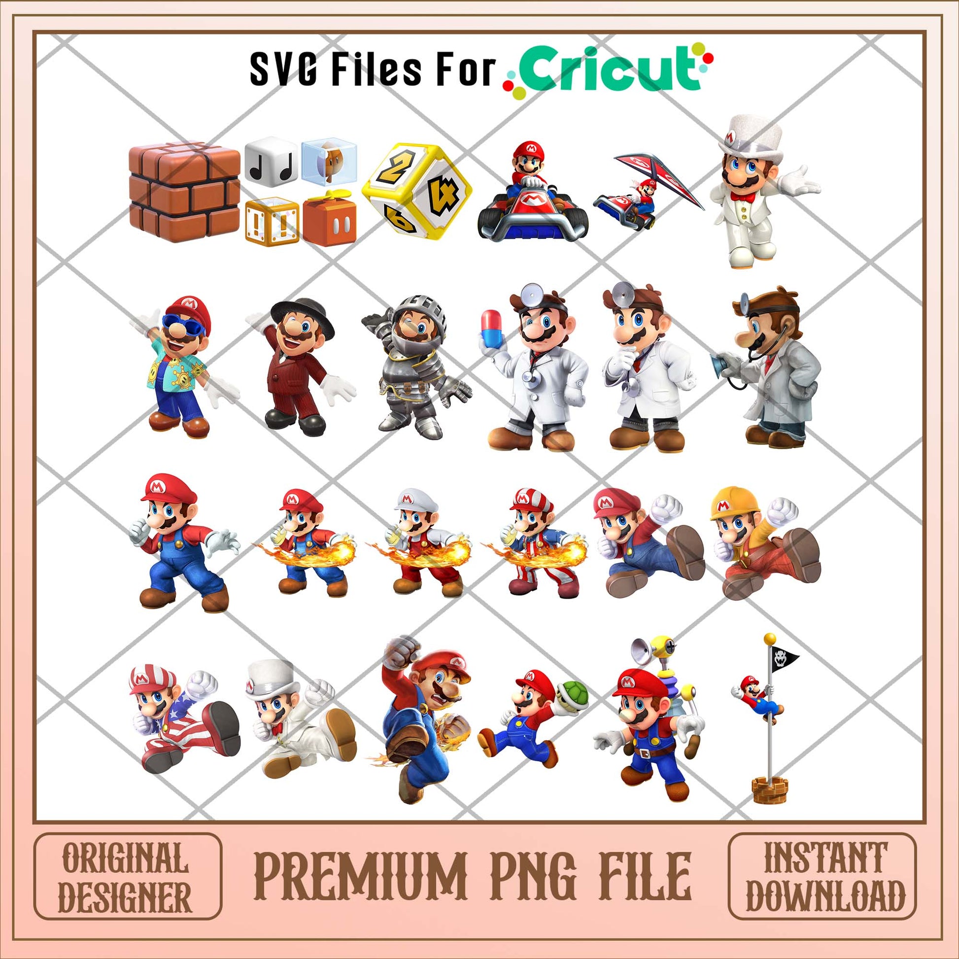 Super Mario cute super hero png bundle