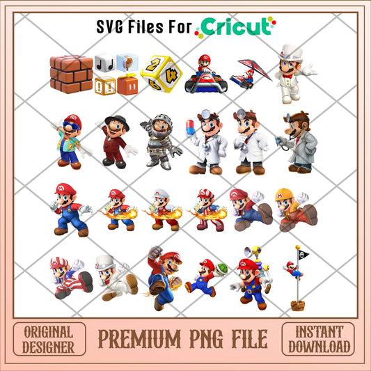 Super Mario cute super hero png bundle