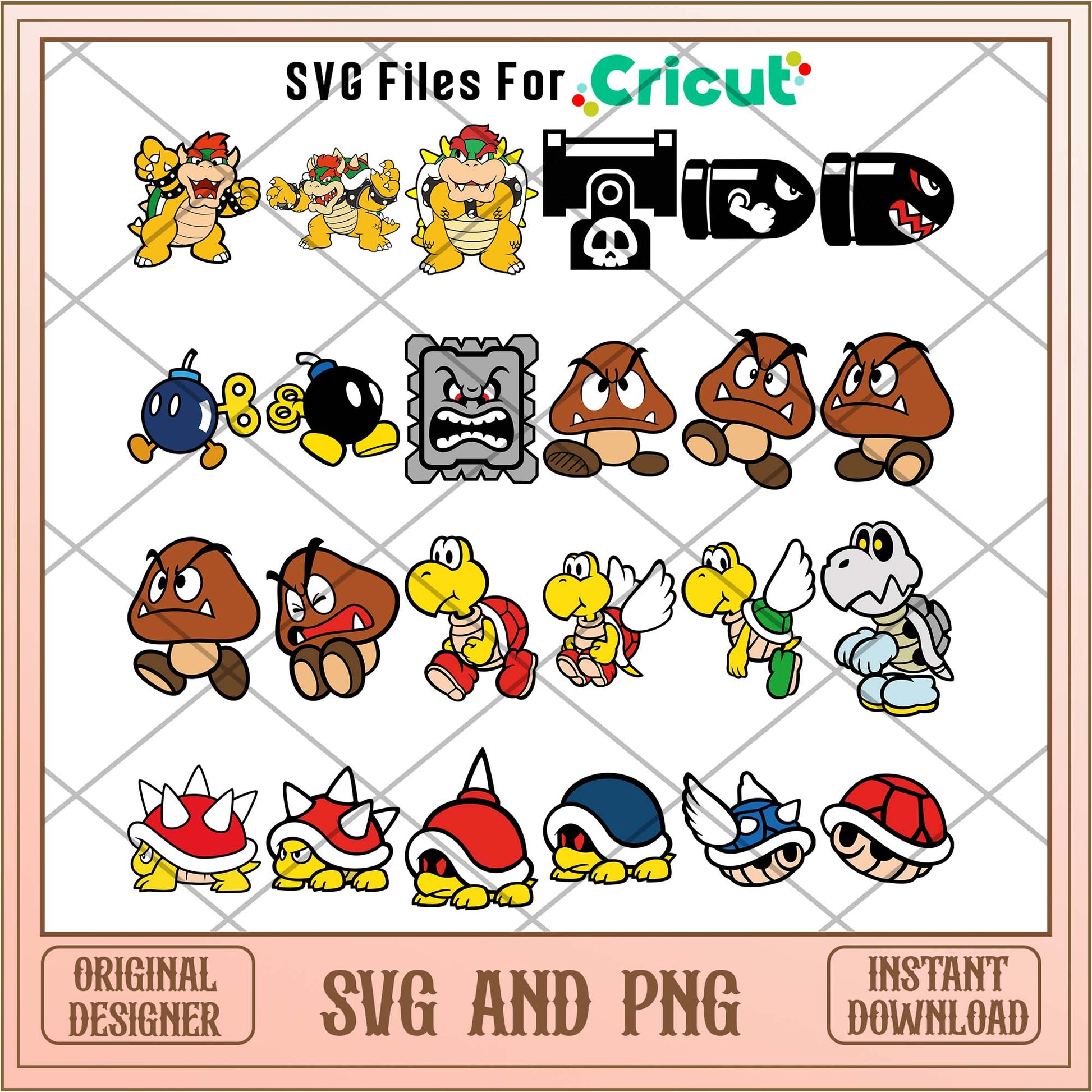 Super Mario super video game character svg bundle