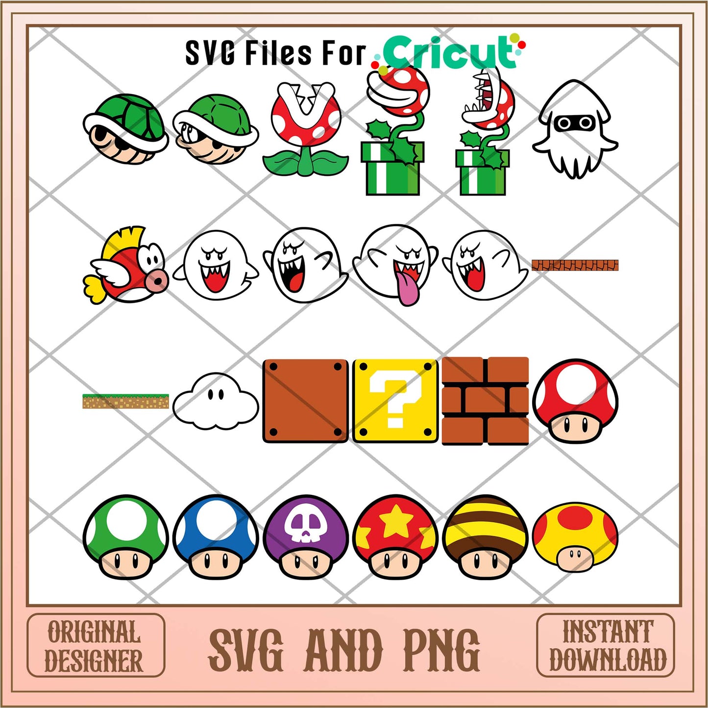 Super Mario super video game armorial svg bundle