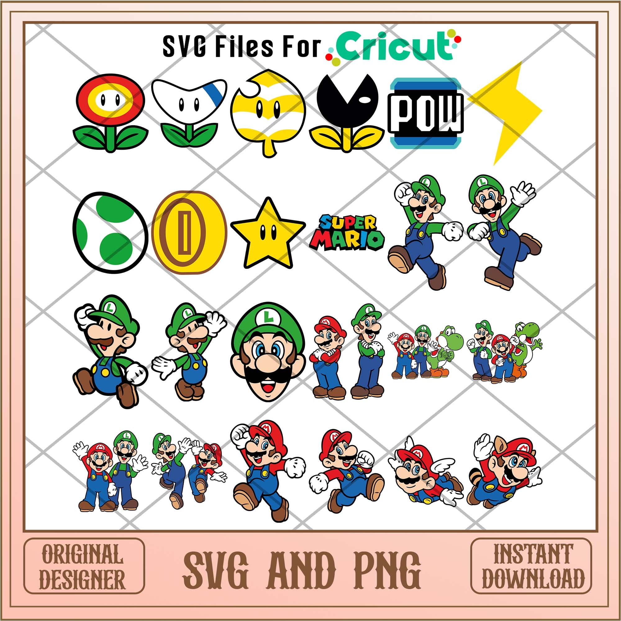 Super Mario super video game symbol svg bundle – svg files for cricut