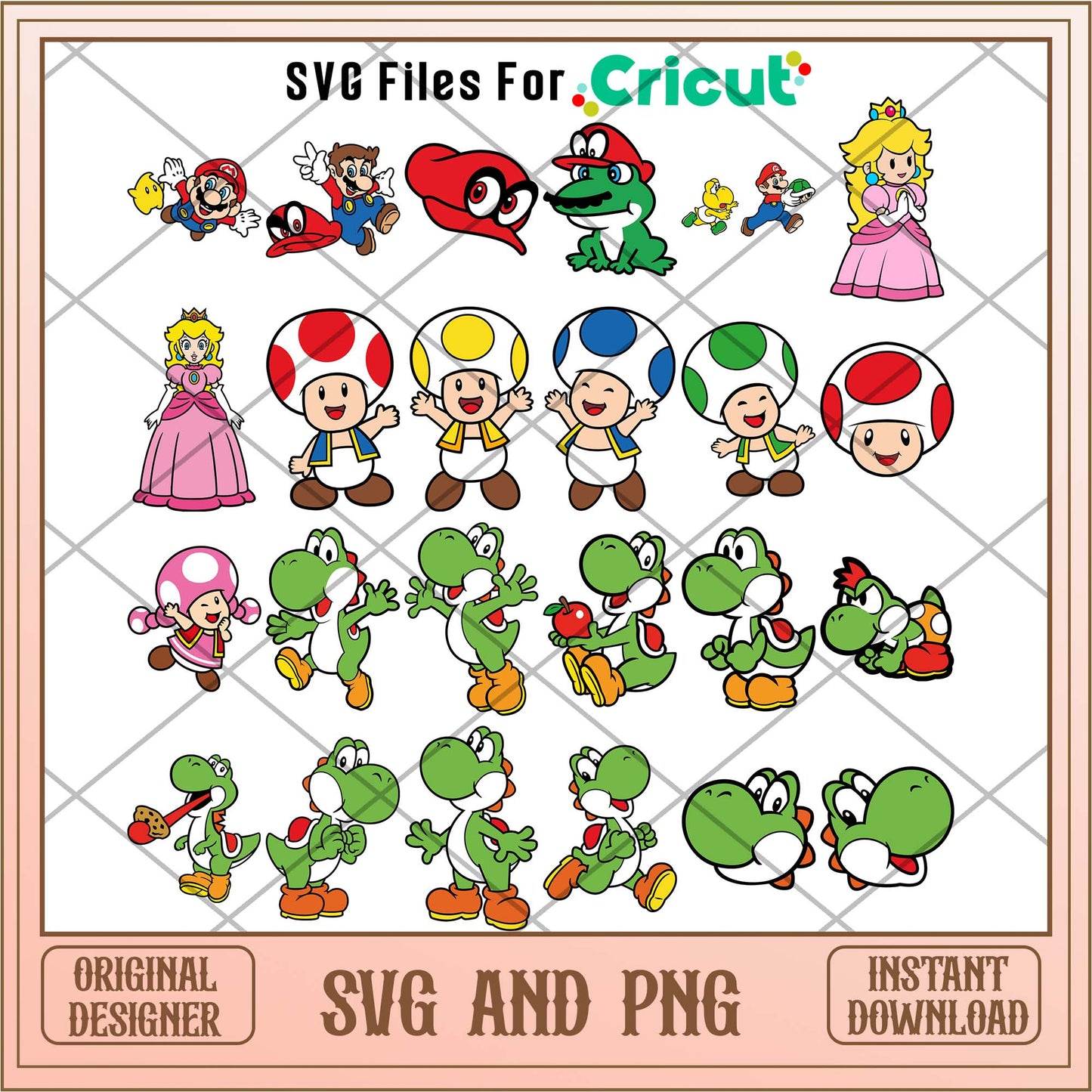 Super Mario super video game cute animal svg bundle