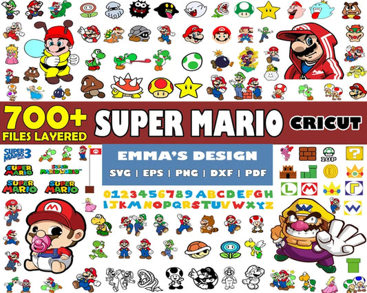 Super mario characters design bundle svg, super mario bors​ svg