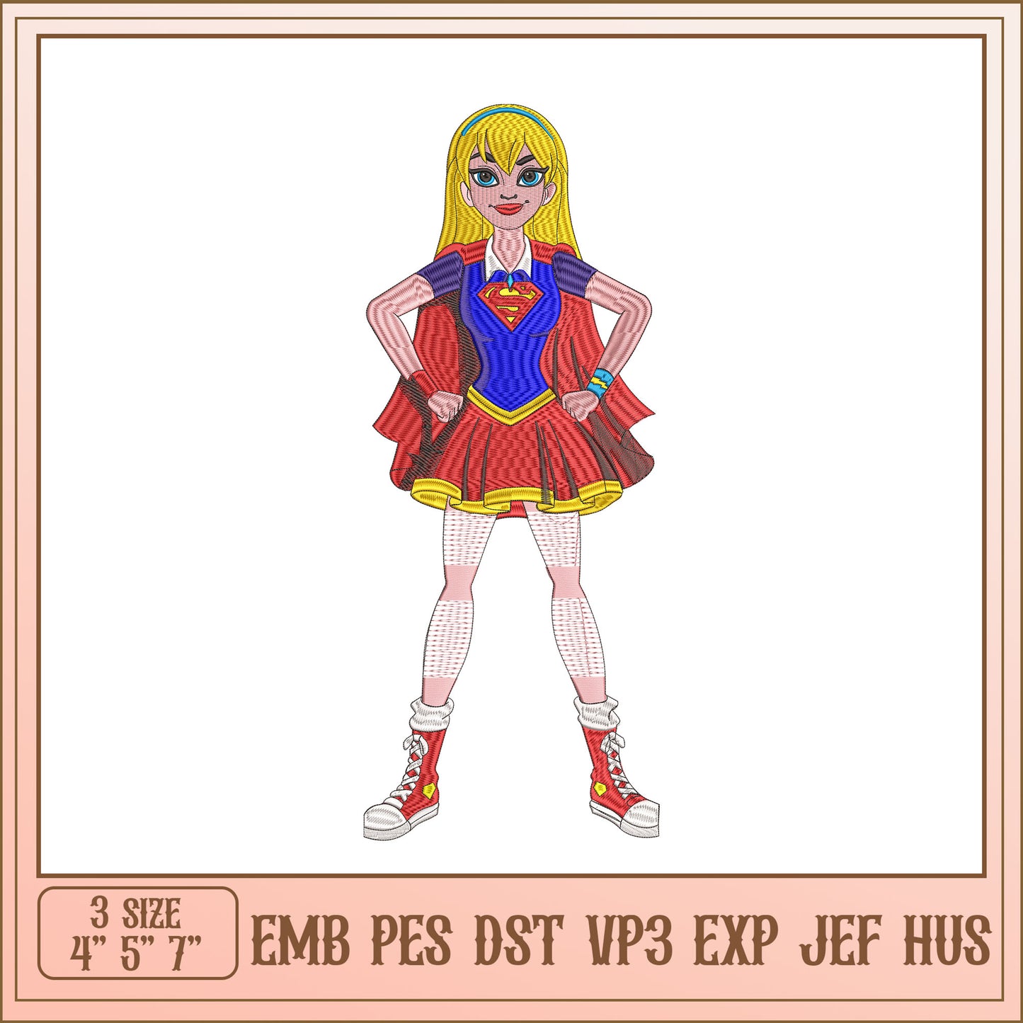 Supergirl Embroidery Design
