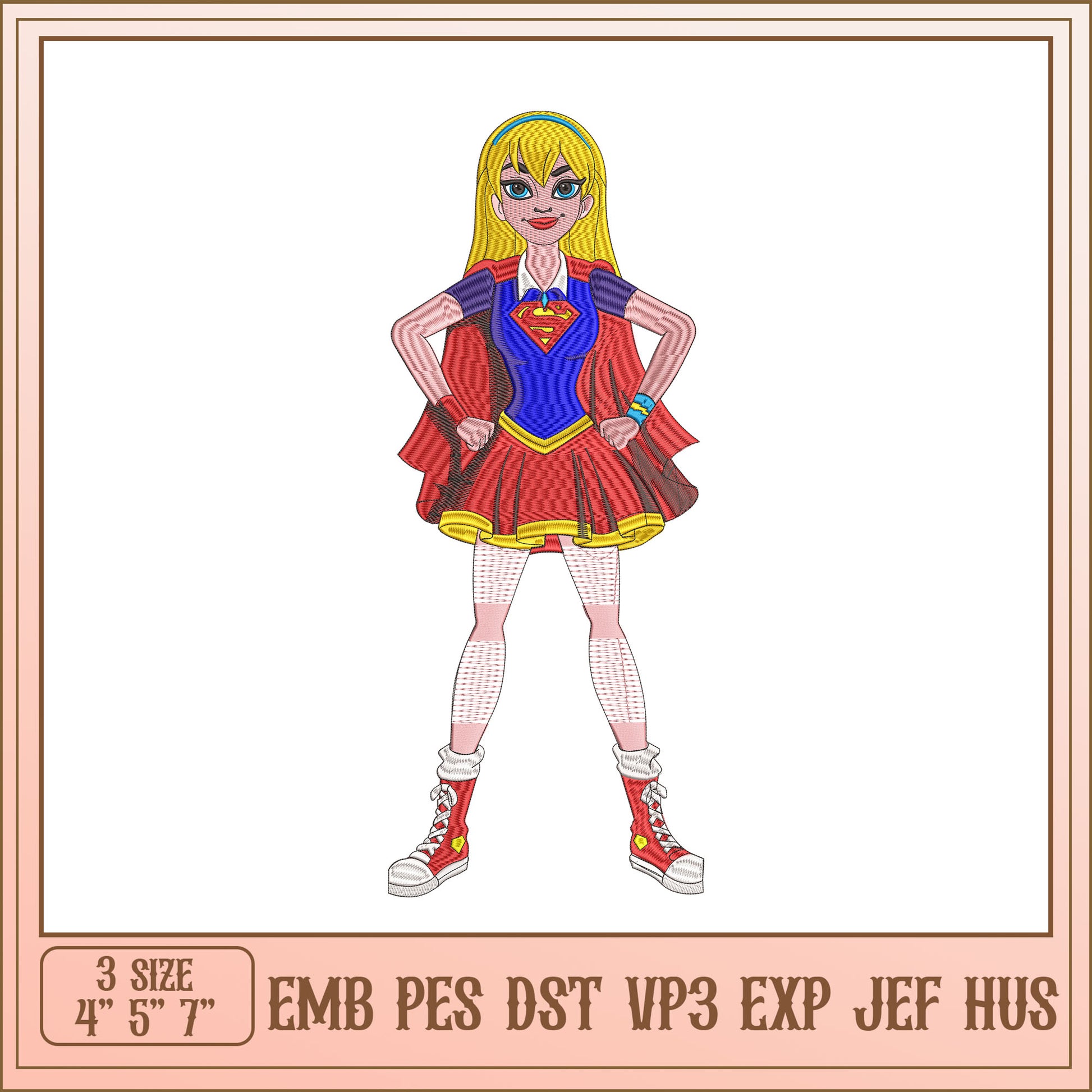 Supergirl Embroidery Design