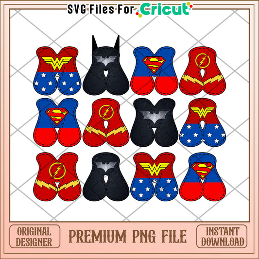 Superhero M Letters PNG Cricut Files