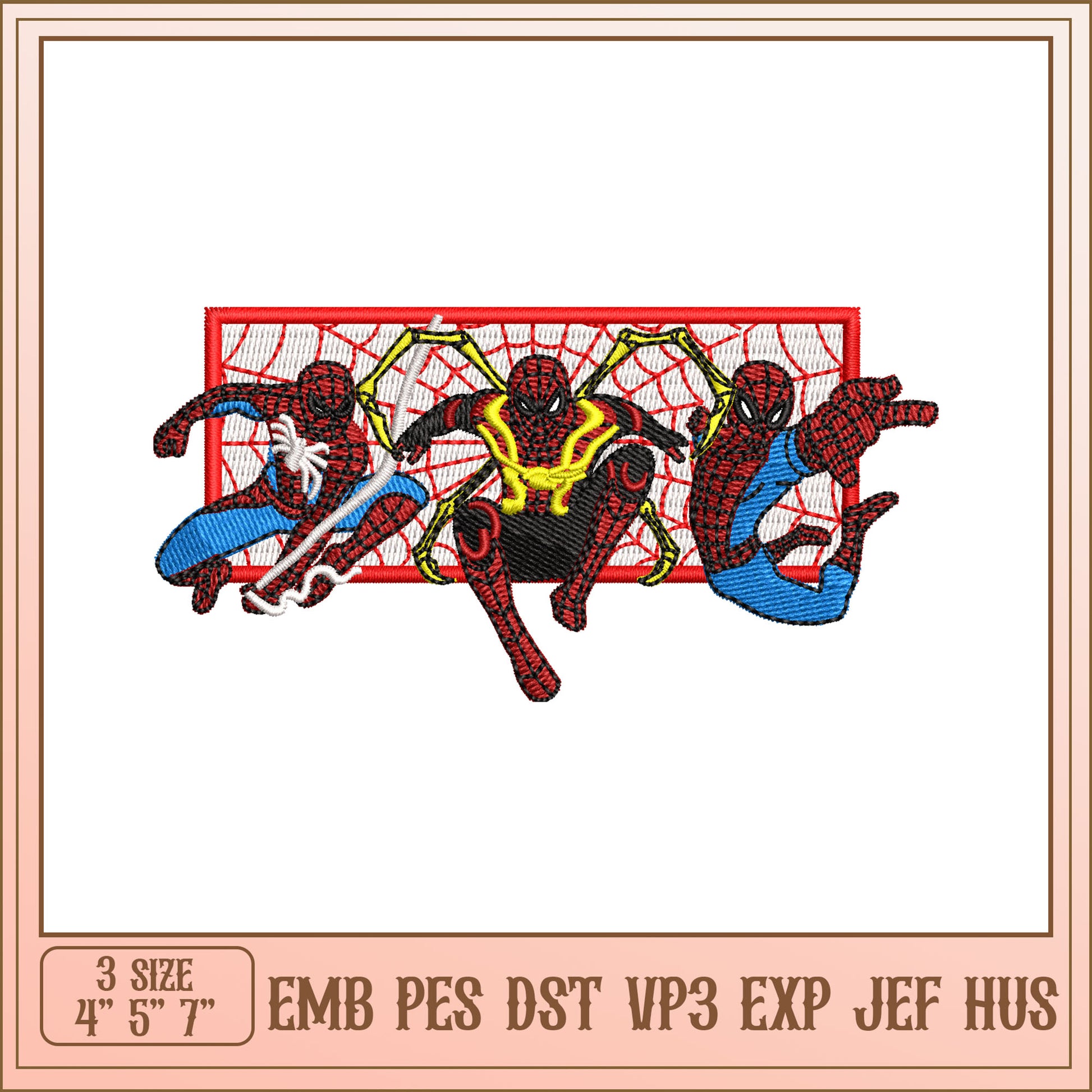 Superhero Spider Embroidery Design for Craft Projects 3 Sizes