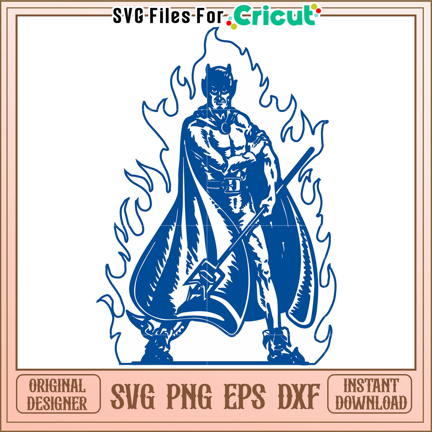 Superhero with Flames SVG Design for Cricut, Instant Download and Customizable