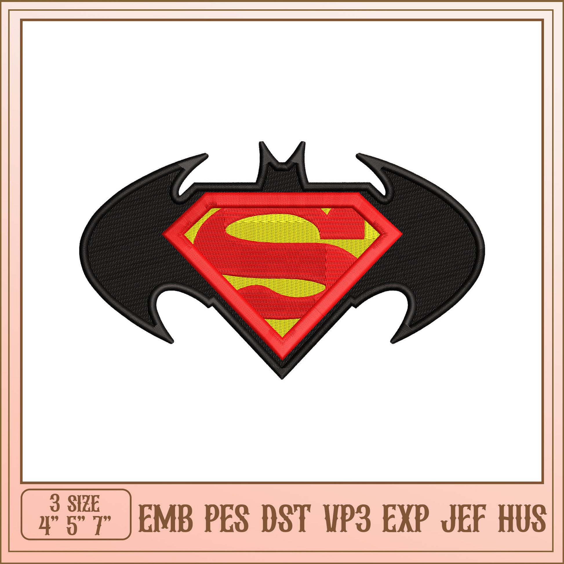 Superman Bat Embroidery Design