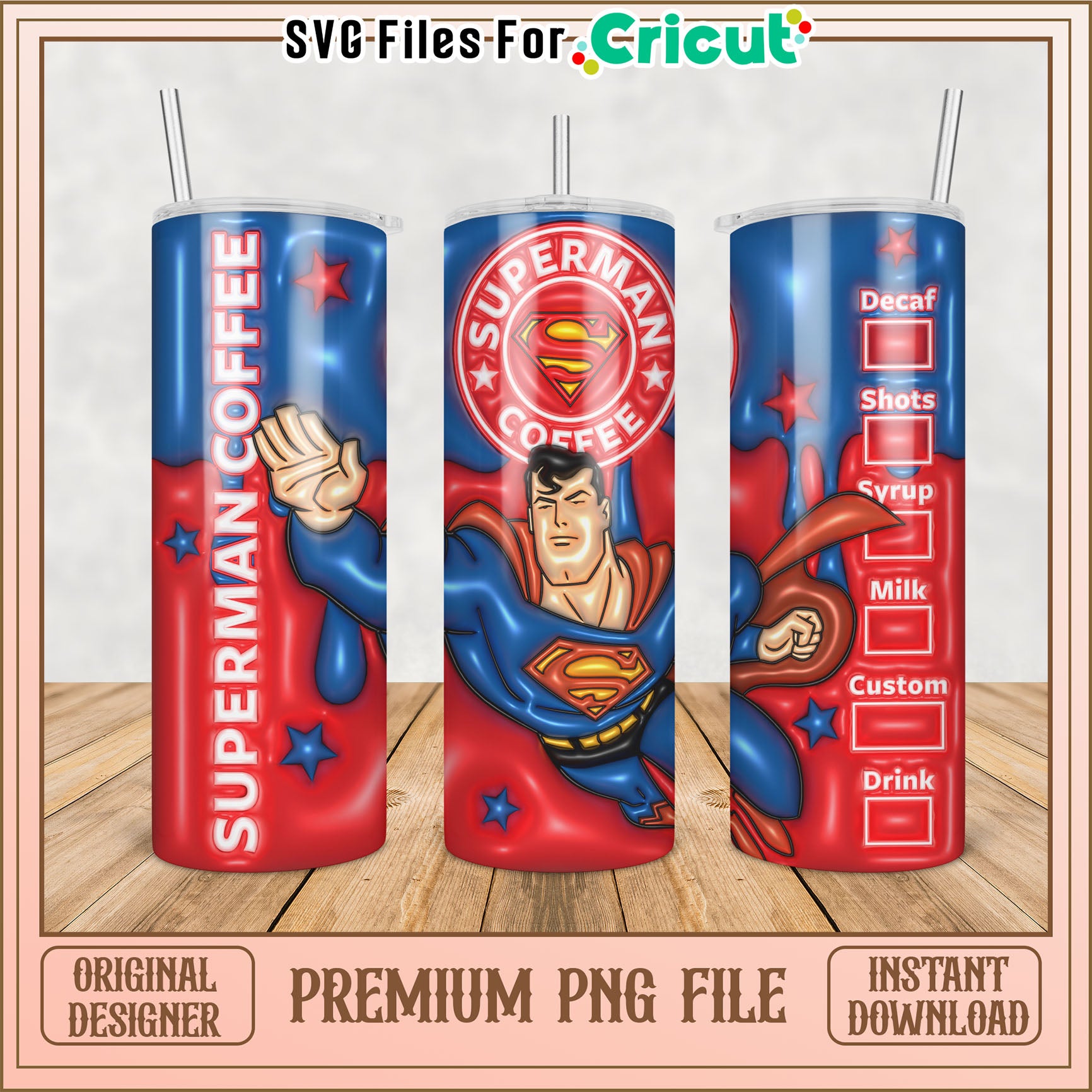 Superman Coffee Tumbler PNG Design