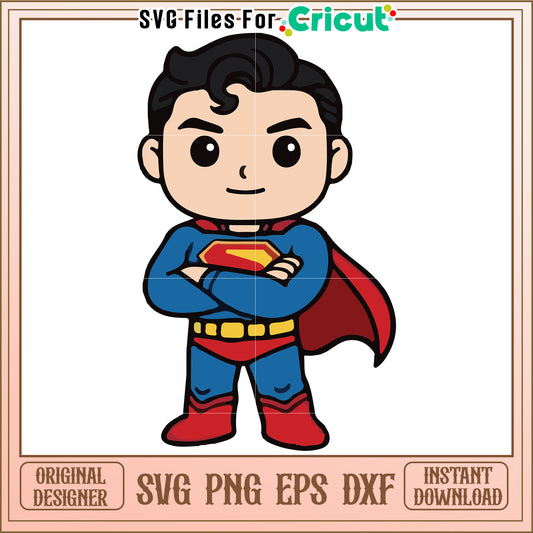 Superman chibi design svg, dc comic svg, super hero svg