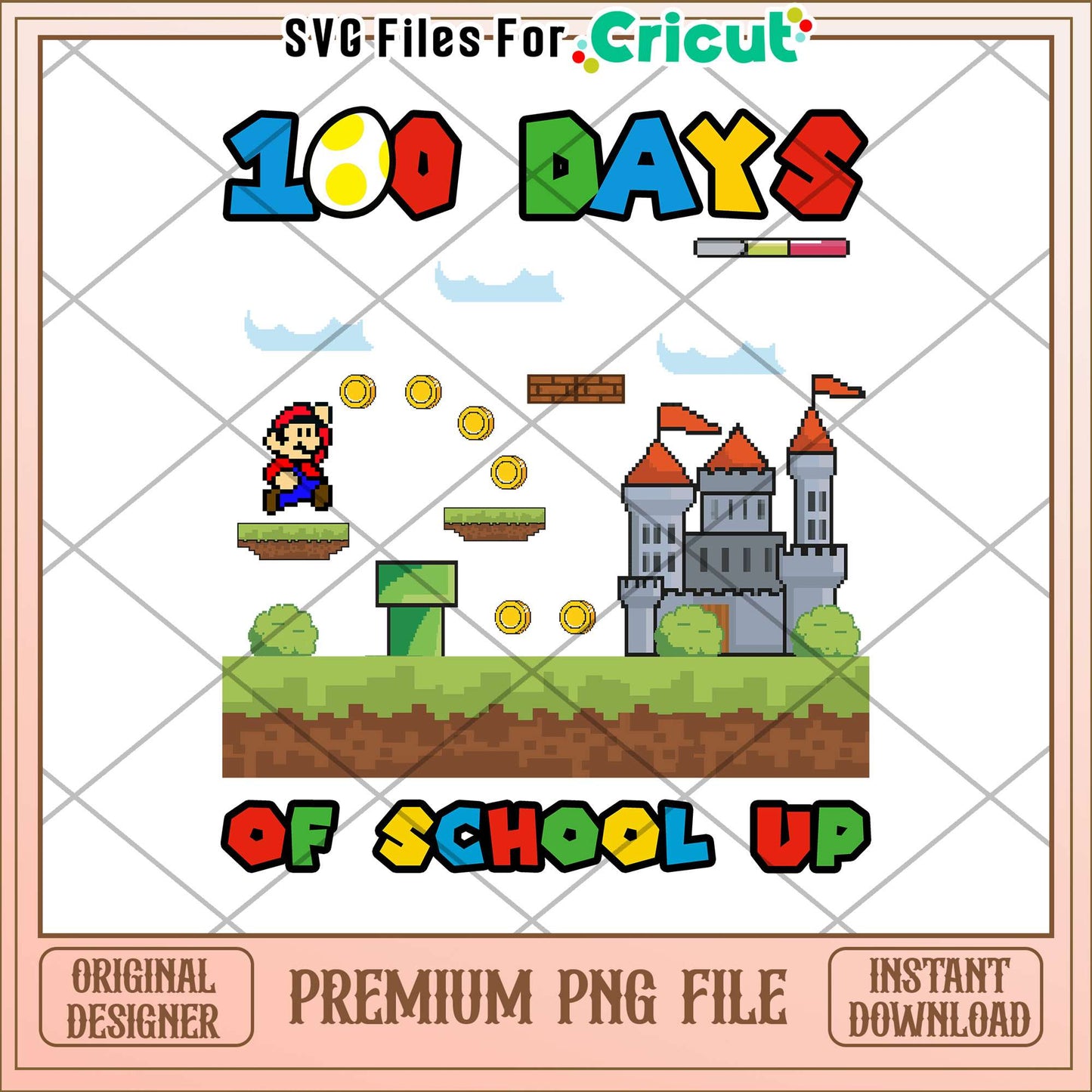 Super mario 100th days of school up png, mario game png