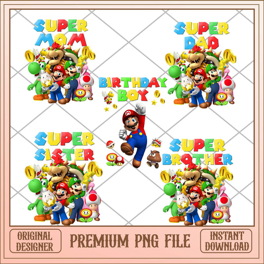 Super mario birthday png bundle