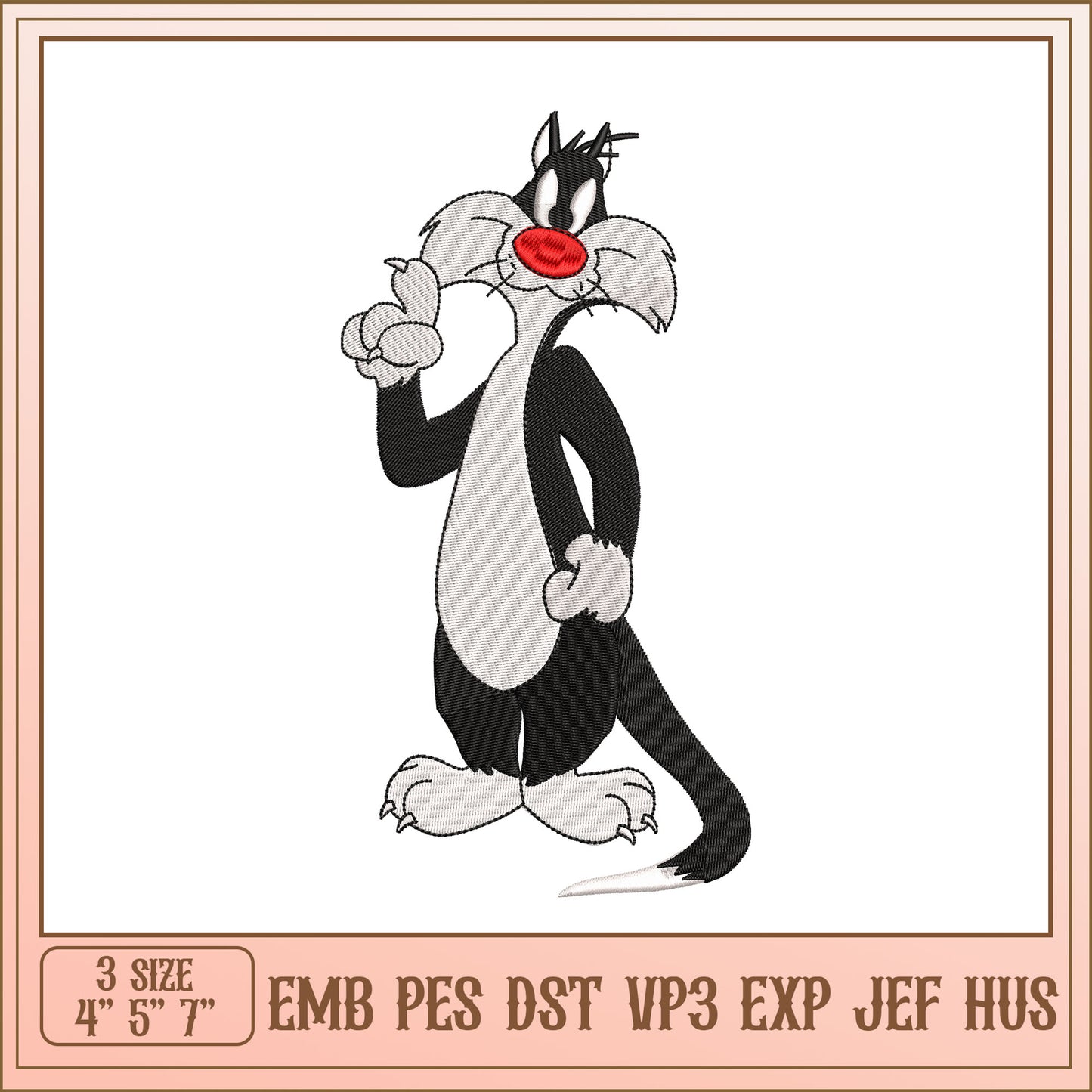Sylvester Cat Embroidery Design