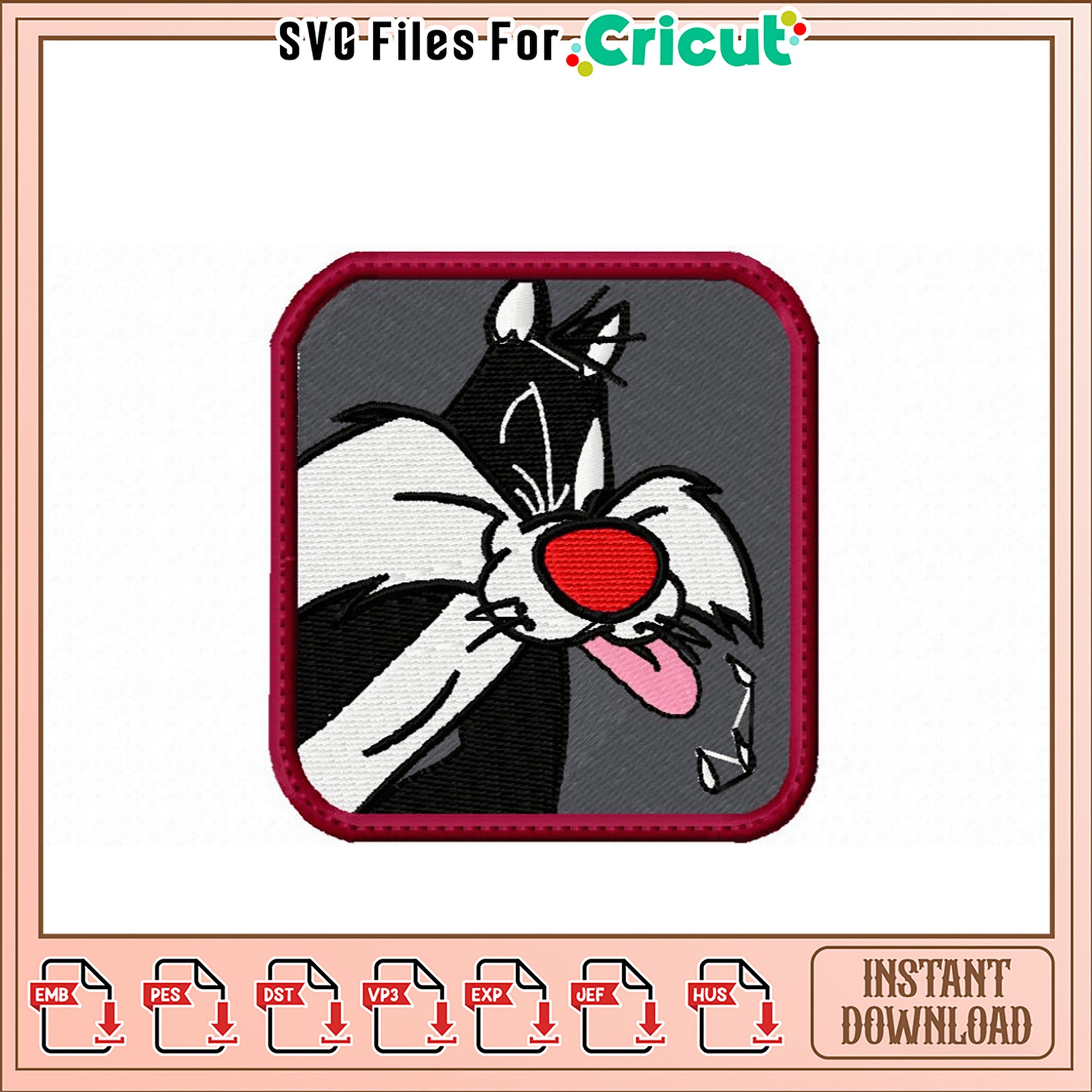 Sylvester the Cat Embroidery Design Instant Download