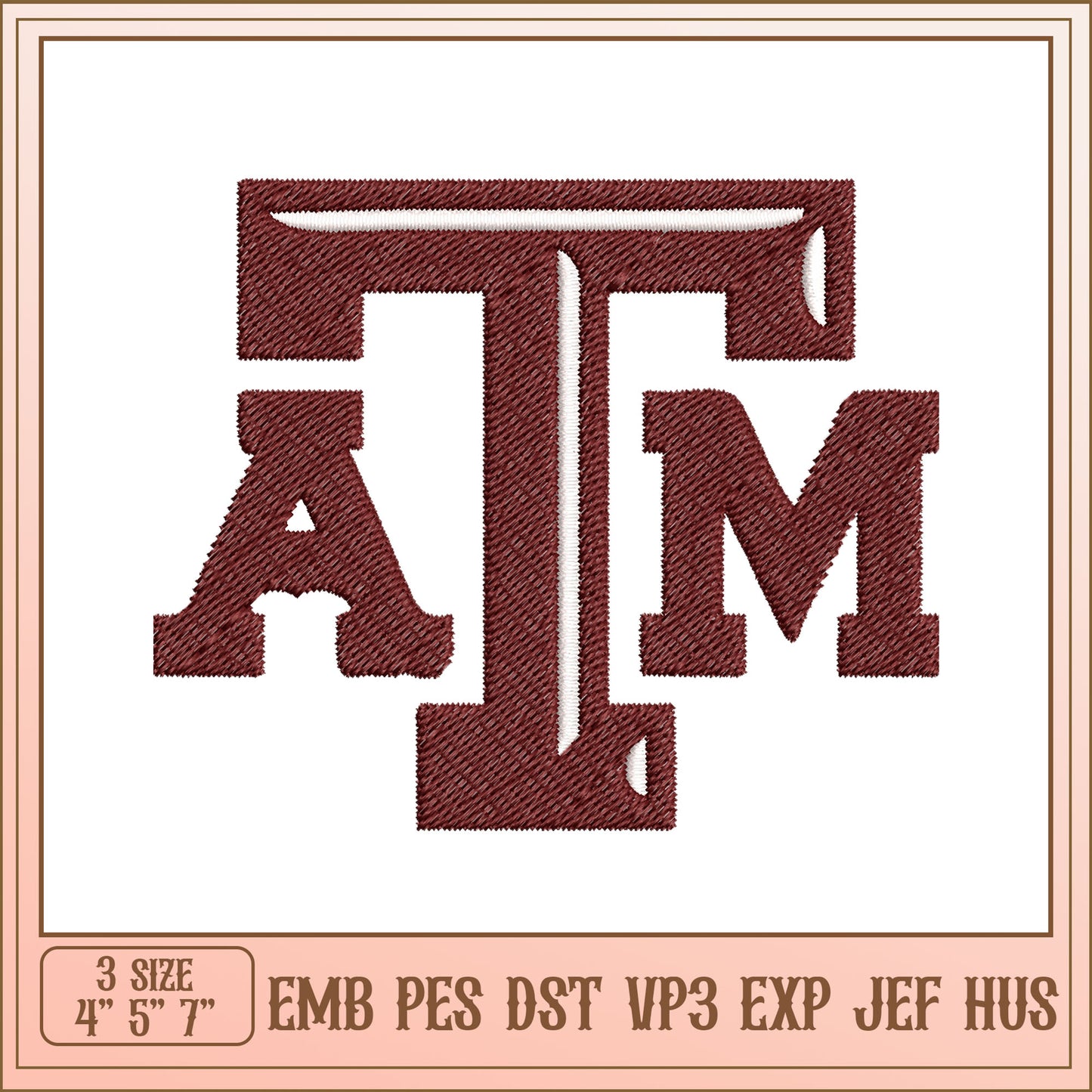 TAMU Embroidery Design 3 Sizes