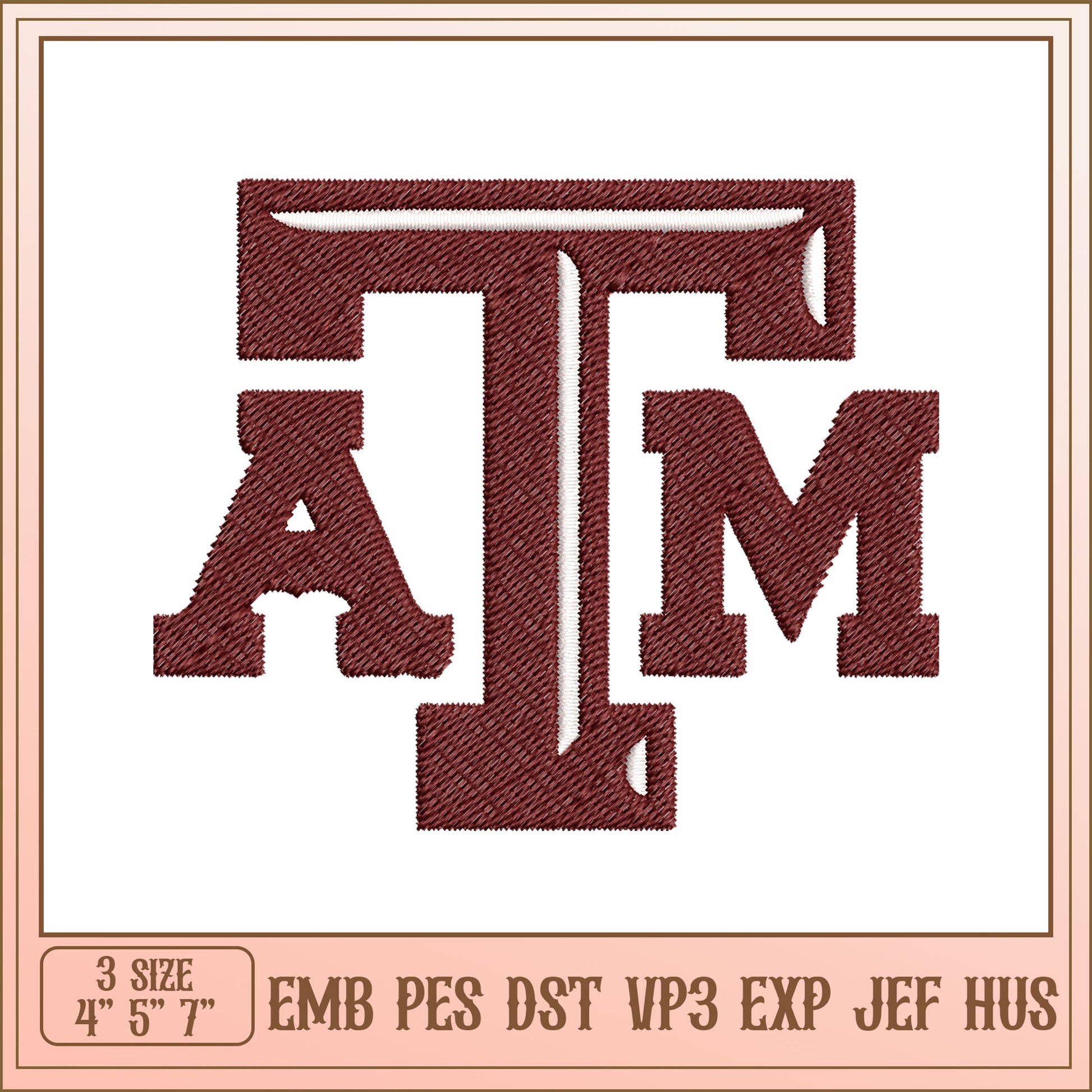 TAMU Embroidery Design 3 Sizes
