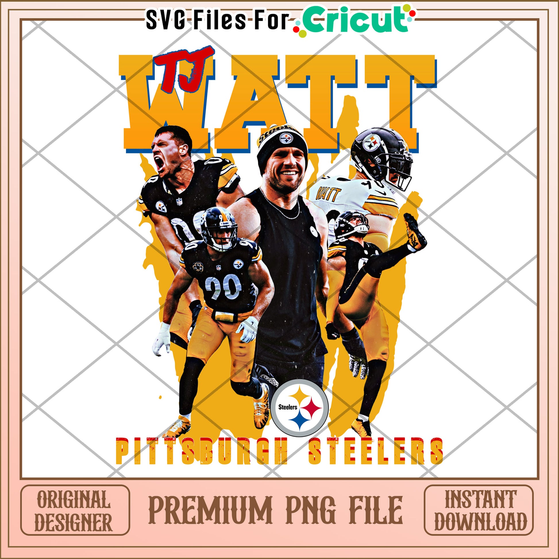 TJ Watt PNG Design for Cricut, perfect for Pittsburgh Steelers fans
