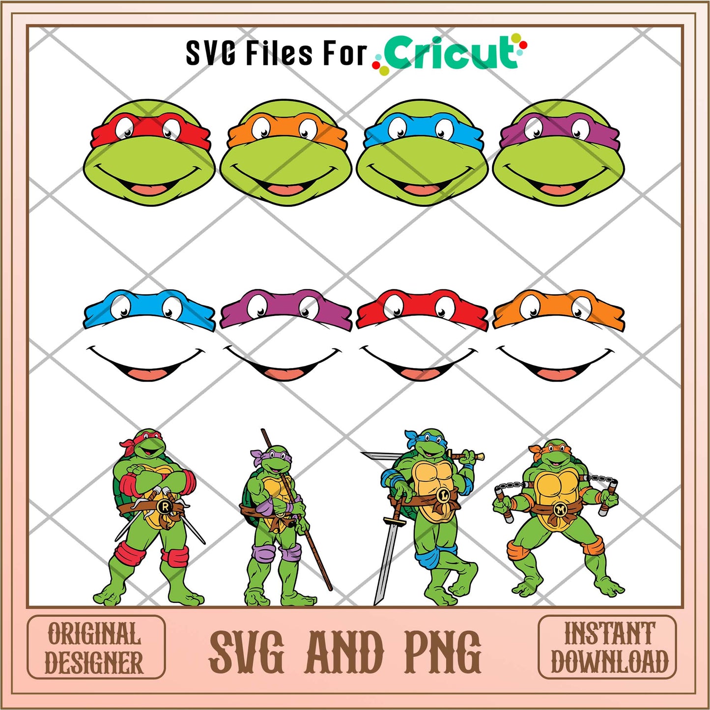 Teenage Mutant Ninja Turtles faces svg bundle