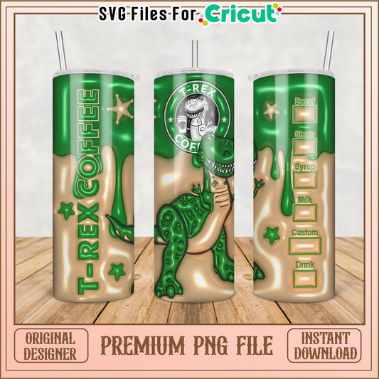 T Rex Coffee Tumbler PNG Design
