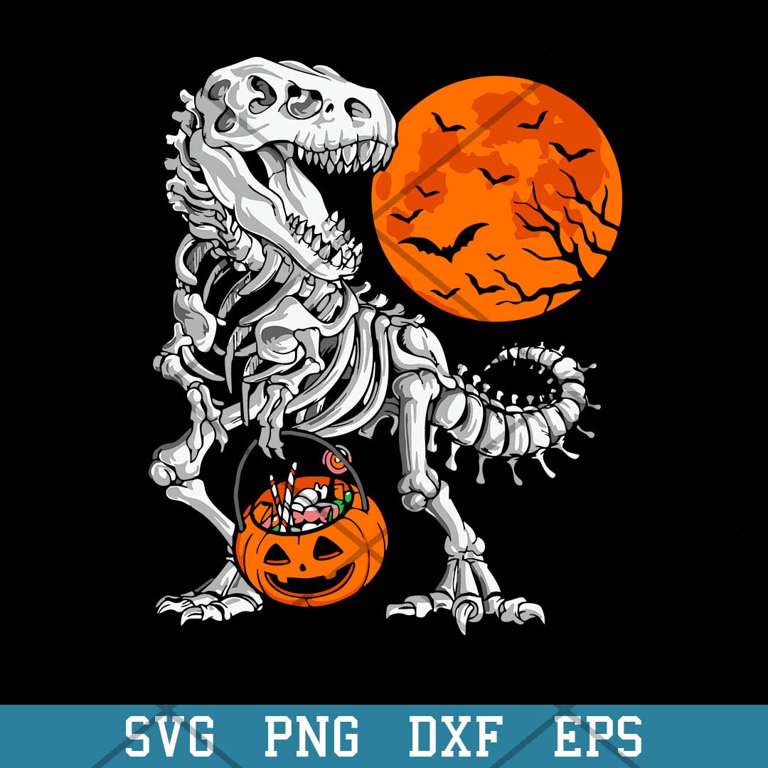 T Rex Trick Or Treat Svg, Halloween Svg-Svgfilesforcricut