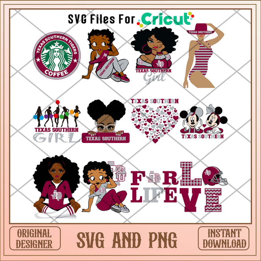 Texas Southern TSU girl svg, Texas Southern svg bundle, NCAA svg