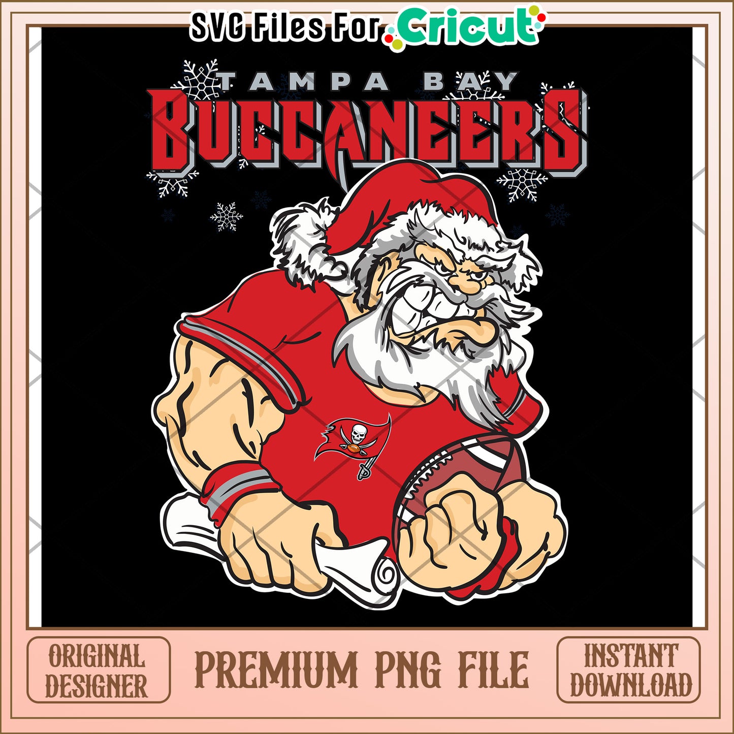Tampa Bay Buccaneers Santa design, premium PNG for Cricut projects