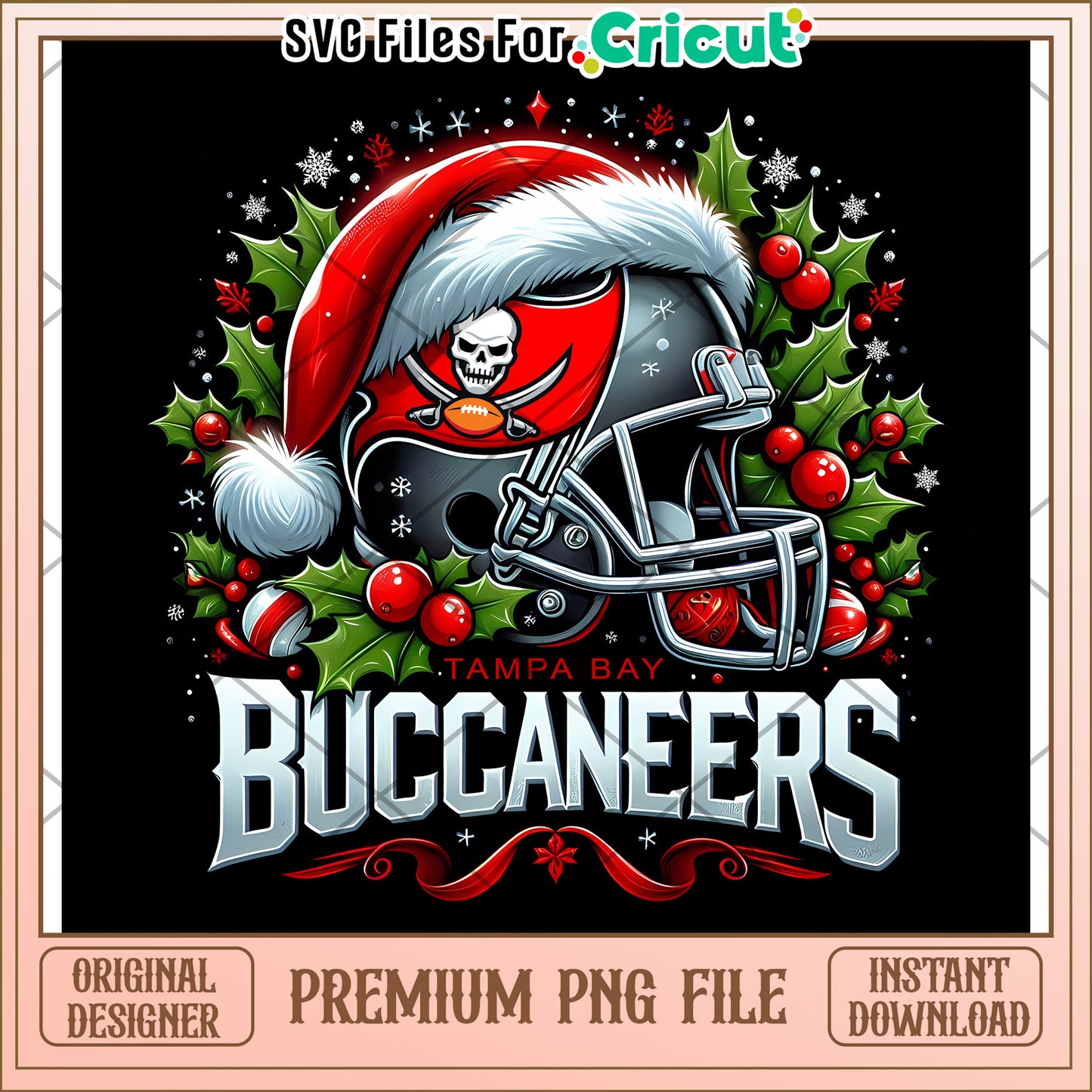 Tampa Bay Buccaneers holiday design, perfect for Cricut projects
