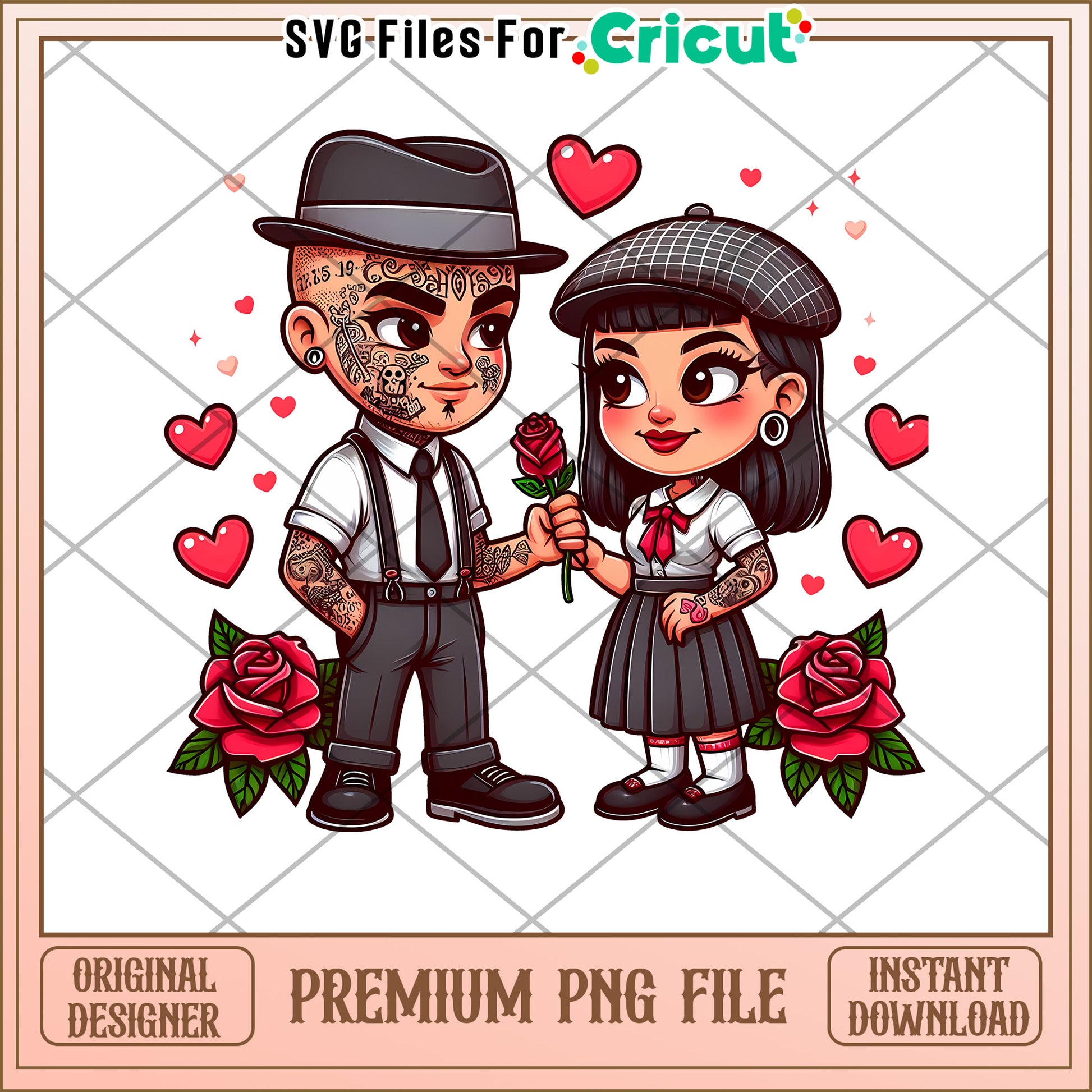 Tattoo Couple PNG Valentines Day Cricut Design