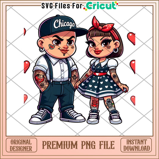 Tattooed Couple PNG File for Cricut Kids Art Design
