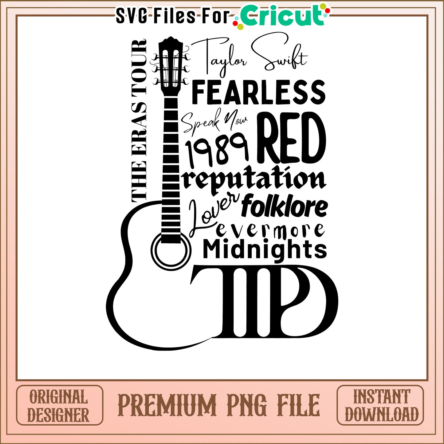 Taylor Swift Eras Tour Guitar Design, Premium PNG for Cricut